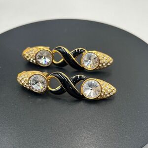 Bijoux New York Designs Dangling Clip On Earrings Crystals Rhinestones Enamel